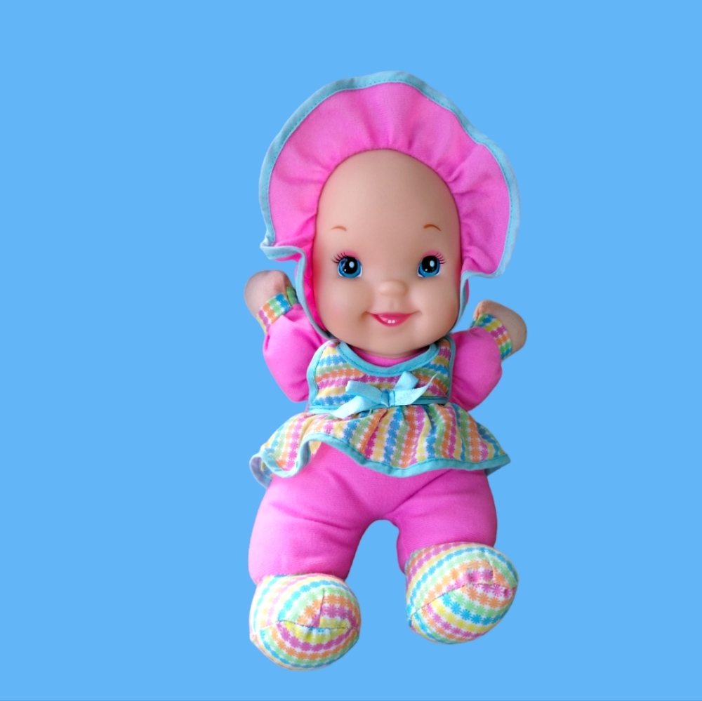 Baby's First Giggles 13" Baby Doll Plush Soft Body Pink Girl Baby Doll Lovey